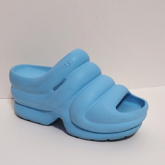 UGG Aww Yeah Blue Chunky Platform Height Booster Slip-On Slide Sandals Women 10 - Picture 1 of 13